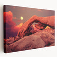 Joshua Tree landscape on large stretched canvas in natural earth tones, suitable for kitchen wall art.