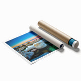 Extra large rolled print of Lake Tahoe with vibrant blue and green tones, ideal for classy bathroom wall art.