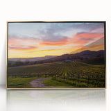 Large art print of Napa Valley scenery in gold frame, featuring muted earth tones, ideal for modern art wall decor.