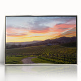 Mid-century modernist art of Napa Valley in muted earth tones, framed acrylic, ideal for modern art wall decor.