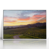 Art deco poster of California's Napa Valley in acrylic, featuring muted earth tones, framed, ideal for modern art wall decor.