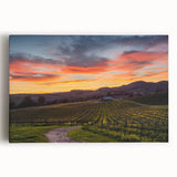 Black and white stretched canvas of Napa Valley landscape, ideal for kitchen wall art.