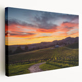 Large art print of Napa Valley landscape on stretched canvas, featuring vivid green and earth tones.
