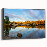 Black and white framed canvas of Sacramento landscape, ideal for bedroom wall art with vintage poster style.