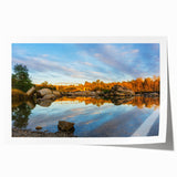 Rolled print of Sacramento scenery with vibrant floral elements in soft pastel shades, ideal for art wall dining room.