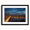 Abstract art print of San Francisco skyline in vibrant, colorful hues on a large textured canvas.