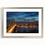 Textured art print of abstract San Francisco skyline in muted gray and silver, framed, ideal for bedroom art.