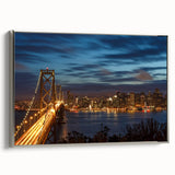 Framed canvas of a vintage-style San Francisco landscape in colorful tones, ideal for office decor.