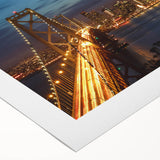 Art deco poster of San Francisco skyline in monochrome, printed on rolled canvas, suitable for dining room decor.