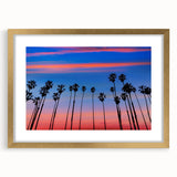 Extra large abstract art print of Santa Barbara scenery in textured style, framed in gold, suited for living room decor.