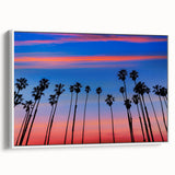 Vintage poster art of Santa Barbara with a colorful palette on a large framed canvas, ideal for living room decor.
