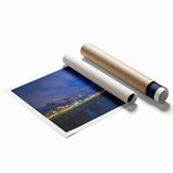 Extra large rolled print of Santa Cruz scenery with vibrant floral elements, ideal for classy bathroom wall art.