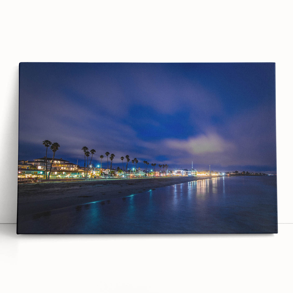 Black and white stretched canvas of Santa Cruz scenery, suitable as large kitchen wall art or for bedroom ambiance.