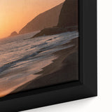 Extra large framed canvas of a textured Santa Monica scenery in black with vibrant color accents.