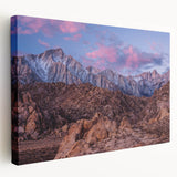 Sierra Nevada landscape on large stretched canvas, featuring muted earth tones, ideal for kitchen wall decor.