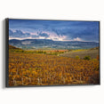 Black and white framed canvas of Sonoma landscape, ideal for bedroom wall art, featuring vintage poster style.