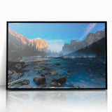 Large abstract wall art depicting Yosemite scenery in muted earth tones on a framed acrylic.