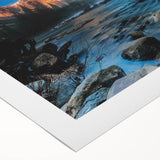 Art deco poster of Yosemite scenery with muted earth tones on rolled canvas, suitable for dining room wall art.