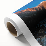 Art Deco style poster of Yosemite scenery on rolled canvas, featuring muted earth tones, ideal for nursery wall art.