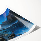 Extra large wall art featuring line art flowers in muted earth tones on a rolled canvas.