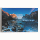 Black and white photograph of Yosemite on stretched canvas, ideal for kitchen wall art.
