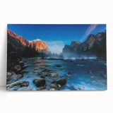 Black and white photograph of Yosemite on stretched canvas, ideal for kitchen wall art or bedroom ambiance.