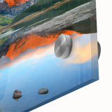 Large abstract depiction of Vail, Colorado in muted earth tones on acrylic glass, suited for dining room art.