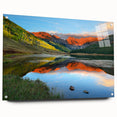 Acrylic print of a large abstract depiction of Vail, Colorado, featuring cool blue and gray tones.