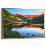 Framed canvas depicting a vintage-style landscape of Vail, Colorado, in muted gold and black tones.