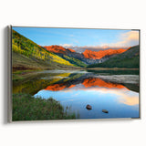 Framed canvas featuring a vintage-style landscape painting of Vail, Colorado, with colorful and black tones.
