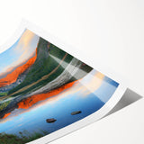 Extra large wall art depicting line art flowers in vibrant colors on a rolled print, ideal for large living room decor.