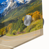 Large abstract wall art depicting the Aspen, Colorado scenery in mid-century modernist style, ideal for dining room art.