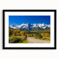 Extra large abstract art print of Aspen scenery in vibrant colors on a textured canvas, framed in black.