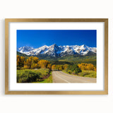 Extra large abstract art print of Aspen scenery in textured gold frame, ideal for living room decor.