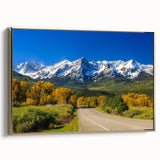 Framed canvas featuring a vintage-style landscape of Aspen, Colorado in muted gold and black tones.