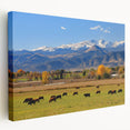 Large canvas print of Boulder, Colorado scenery in muted earth tones, ideal for kitchen wall art.