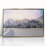 Framed acrylic print of the Rocky Mountains in Colorado with earth tones, ideal for modern art wall decor.