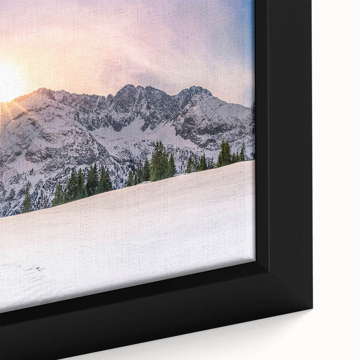 Textured black wall art depicting the Colorado Rocky Mountains in vibrant colors, framed canvas.