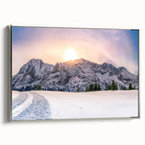 Framed canvas of a Rocky Mountain landscape in Colorado, featuring muted earth tones, ideal for living room decor.