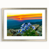 Textured abstract art print depicting Colorado Springs in muted earth tones, framed in silver, suitable for bedroom decor.