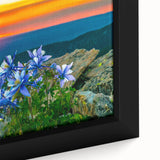 Extra large framed canvas featuring a textured depiction of Colorado Springs in vibrant colors, ideal for living room decor.