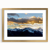 Extra large abstract art print of Telluride, Colorado, in textured gold frame, featuring muted earth tones.
