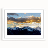Abstract art print of Telluride, Colorado landscape in muted earth tones on a framed white mat, ideal for dining room decor.