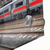 Large abstract wall art featuring swirling blue and green hues on acrylic glass.