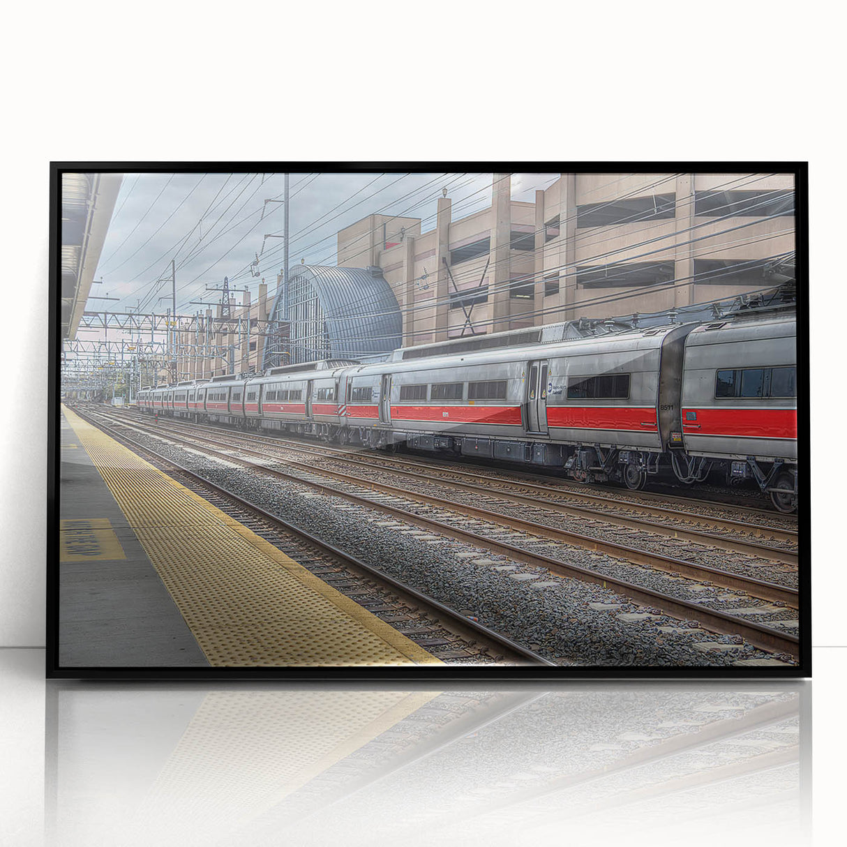 Large abstract wall art depicting a Connecticut scenery in muted earth tones on a framed acrylic.