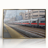 Mid-century modernist style acrylic print of a Connecticut landscape, featuring muted earth tones.