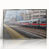 Mid-century modernist art depicting the Connecticut scenery in muted earth tones on a framed acrylic print.