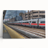 Black and white stretched canvas depicting a serene Connecticut landscape, ideal for kitchen wall art or bedroom ambiance.