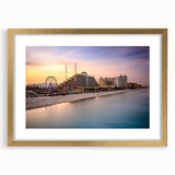 Extra large abstract art print of Daytona scenery in gold frame, featuring textured brush strokes in earth tones.