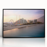 Large abstract wall art depicting Daytona scenery in black and white on framed acrylic, suitable for modern art wall decor.